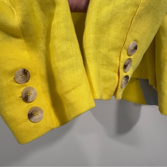Cremieux Women’s Yellow 100% Linen One Button Lined Jacket Size L - Picture 5 of 9